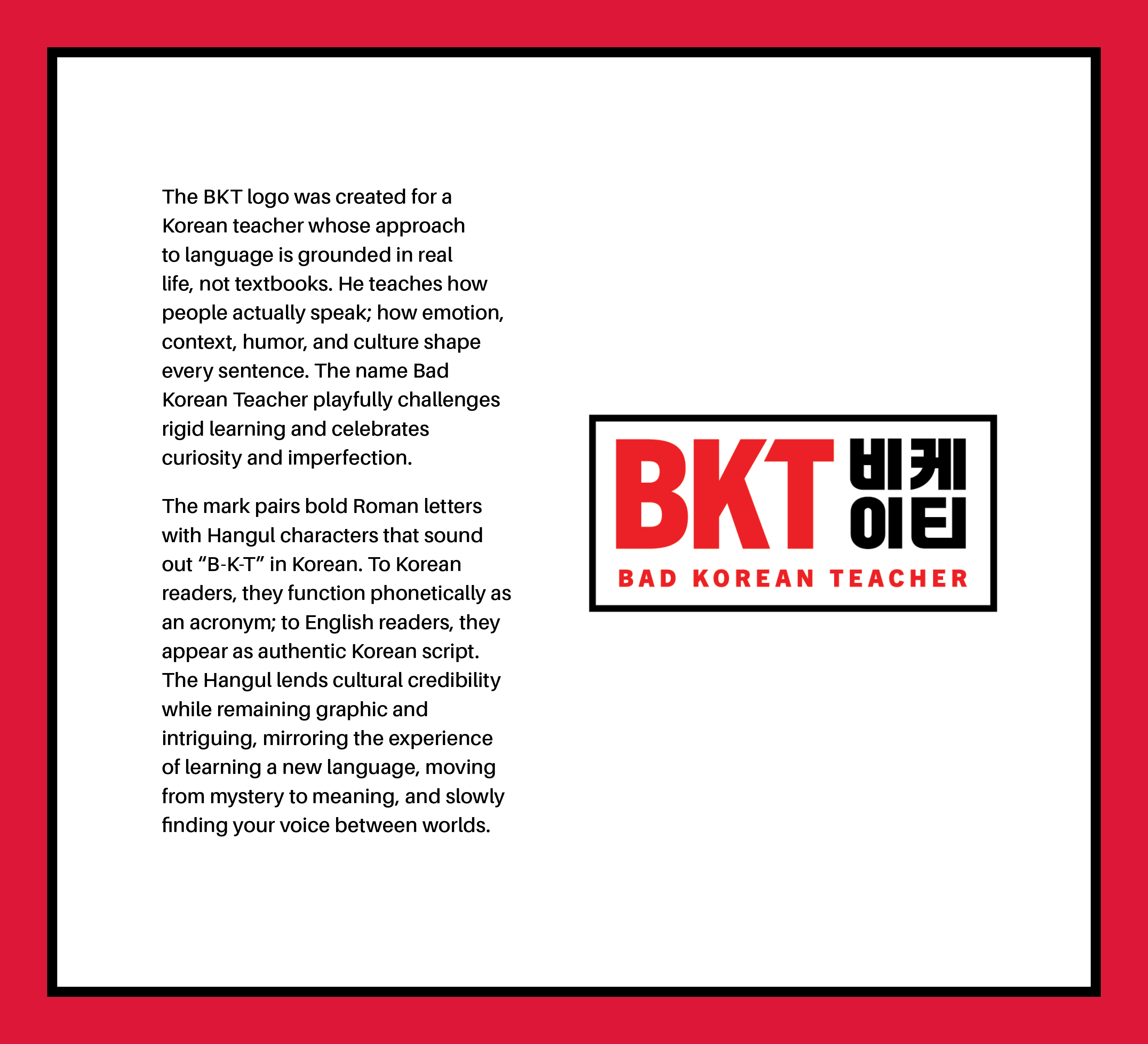 BKT — Bad Korean Teacher — brand identity